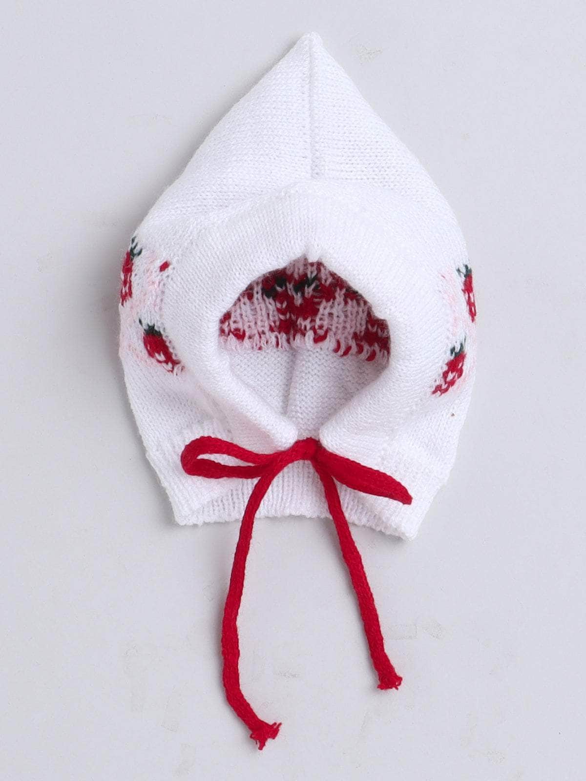 Little Angels Little Angels V-Neck Full Sleeves Full Sleeves Strawberry Cardigan, Tie-Knot Cap and Socks Sweater Sets Berry Sweet Baby Winter Combo