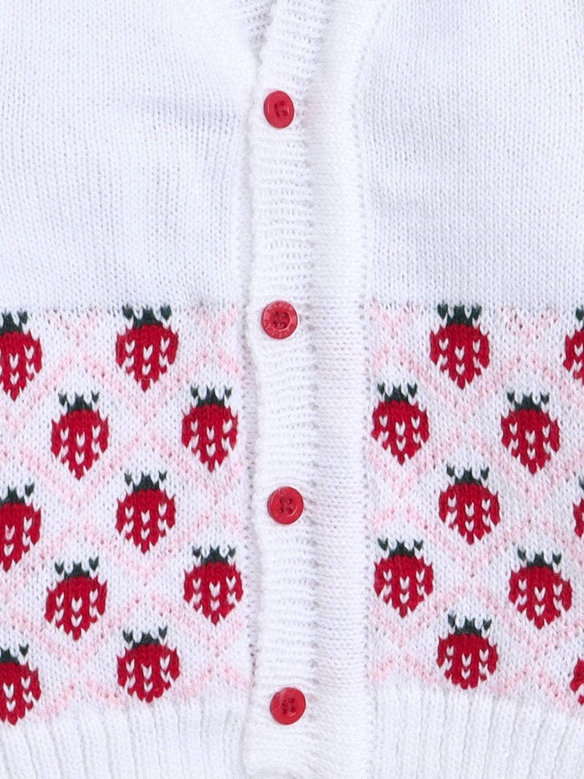 Little Angels Little Angels V-Neck Full Sleeves Full Sleeves Strawberry Cardigan, Tie-Knot Cap and Socks Sweater Sets Berry Sweet Baby Winter Combo