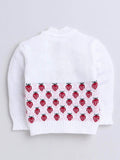 Little Angels Little Angels V-Neck Full Sleeves Full Sleeves Strawberry Cardigan, Tie-Knot Cap and Socks Sweater Sets Berry Sweet Baby Winter Combo