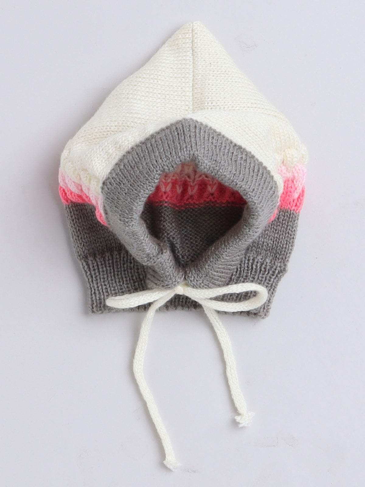 Little Angels Little Angels V-Neck Full Sleeves Full Sleeves Bubble Knitted  Cardigan, Tie-Knot Cap and Socks Sweater Sets Bubble Strawberry Knitwear Set