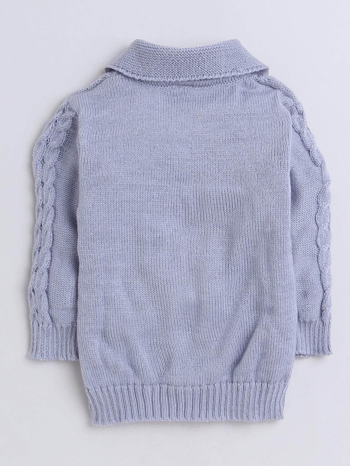 Little Angels 2 Pcs Sweater Set Cable Knit Collared Neck Baby Wool Grey Pullover and Pants For Baby Boys Sweater Sets Bundle & Stroll Cable Set
