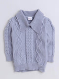 Little Angels 2 Pcs Sweater Set Cable Knit Collared Neck Baby Wool Grey Pullover and Pants For Baby Boys Sweater Sets Bundle & Stroll Cable Set