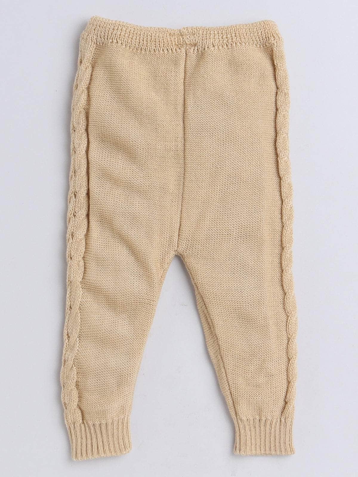 Little Angels 2 Pcs Sweater Set Cable Knit Collared Neck Baby Wool Beige Pullover and Pants For Baby Girls Sweater Sets Bundle & Stroll Cable Set