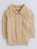 Little Angels 2 Pcs Sweater Set Cable Knit Collared Neck Baby Wool Beige Pullover and Pants For Baby Girls Sweater Sets Bundle & Stroll Cable Set