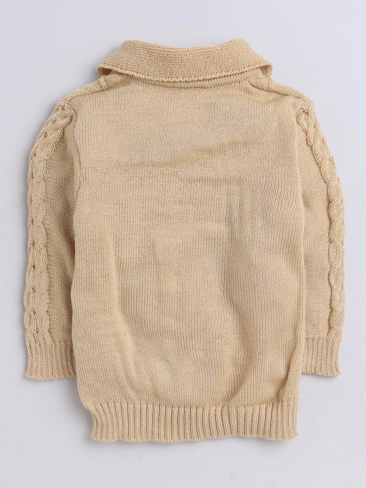 Little Angels 2 Pcs Sweater Set Cable Knit Collared Neck Baby Wool Beige Pullover and Pants For Baby Girls Sweater Sets Bundle & Stroll Cable Set