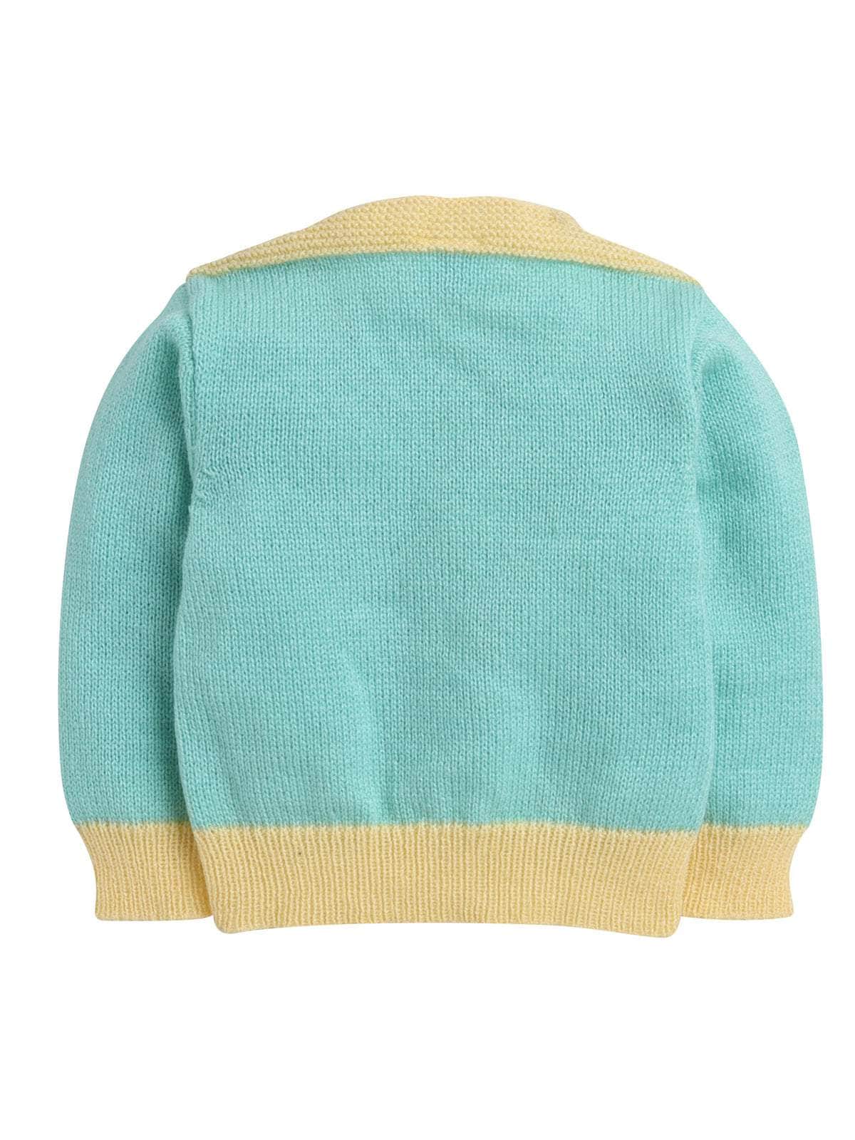 Little Angels Little Angels Sweater Set Baby Wool Full Sleeves V-Neck color-block Green & Yellow 3-Piece Set Sweater Sets Buttercup Snuggle Baby Outfit
