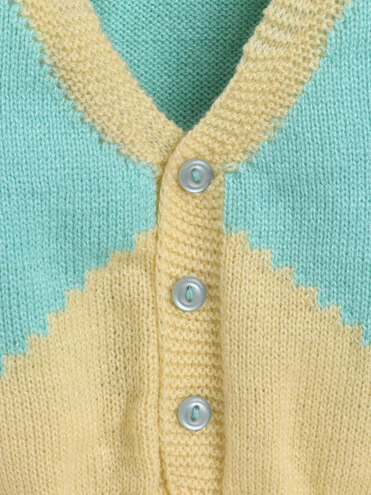Little Angels Little Angels Sweater Set Baby Wool Full Sleeves V-Neck color-block Green & Yellow 3-Piece Set Sweater Sets Buttercup Snuggle Baby Outfit