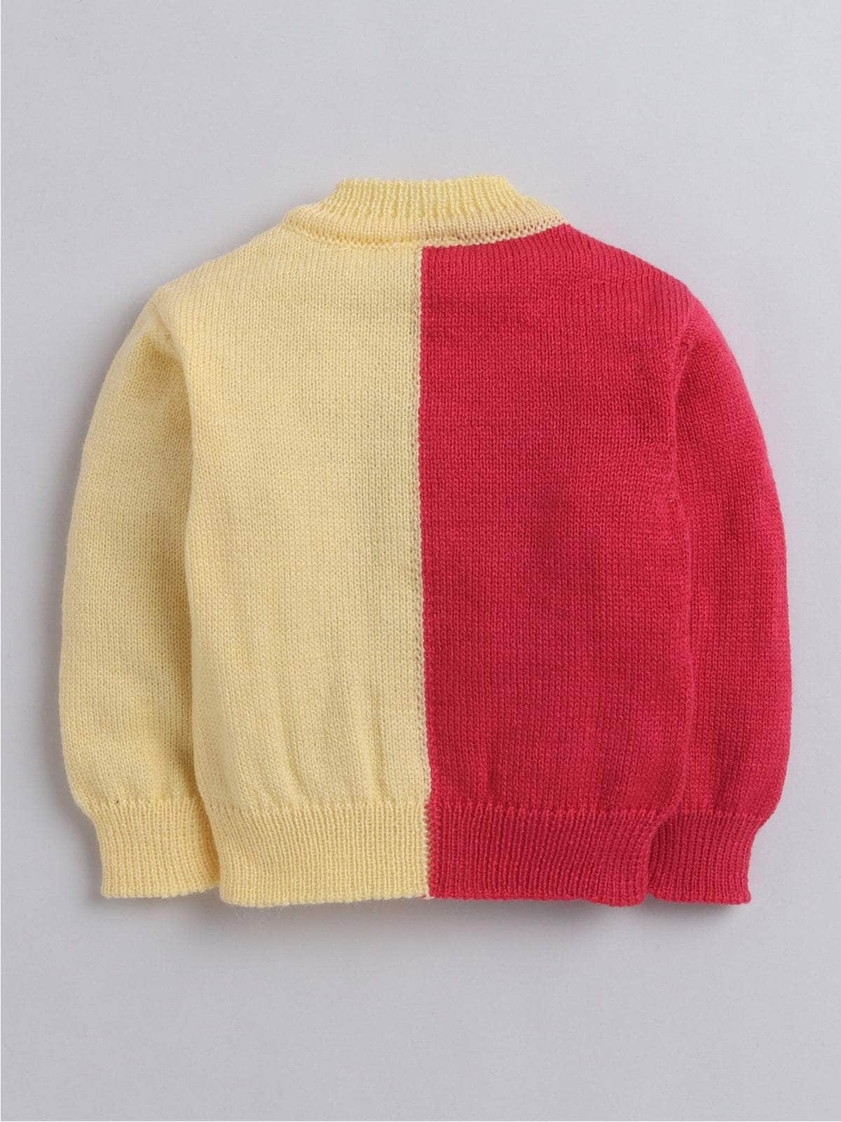 Little Angels Little Angels V-Neck Full Sleeves Color-Block with Cable Knit Fuchsia & Yellow Cardigan, Pants, Cap & Socks Sweater Sets Candy Crush Baby Outfit