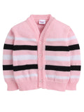 Little Angels Little Angels Sweater Set Baby Wool Full Sleeves V-Neck Striped Pink 3-Piece Set Sweater Sets Candy Stripes Baby Knit Set
