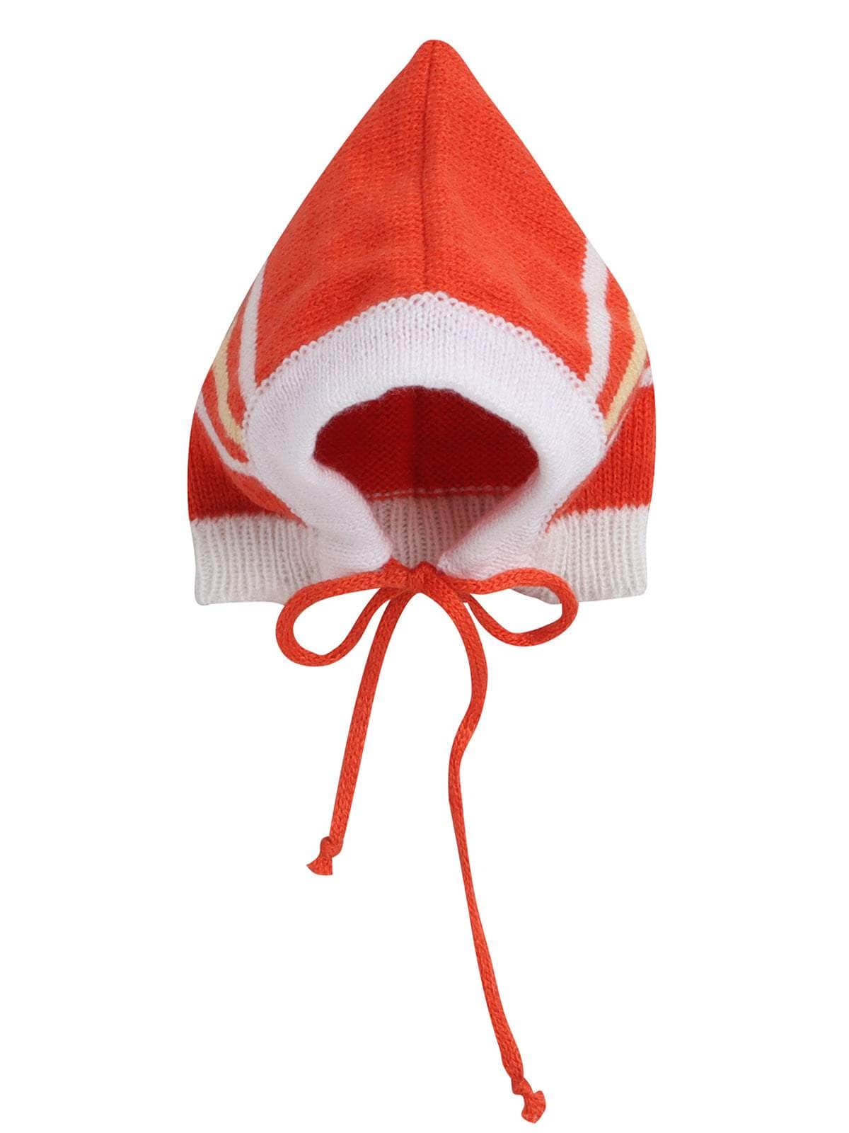 Little Angels Little Angels V-Neck Full Sleeves Striped Orange Cardigan, Pants, Cap & Socks Sweater Sets Candy Stripes Snuggle Set