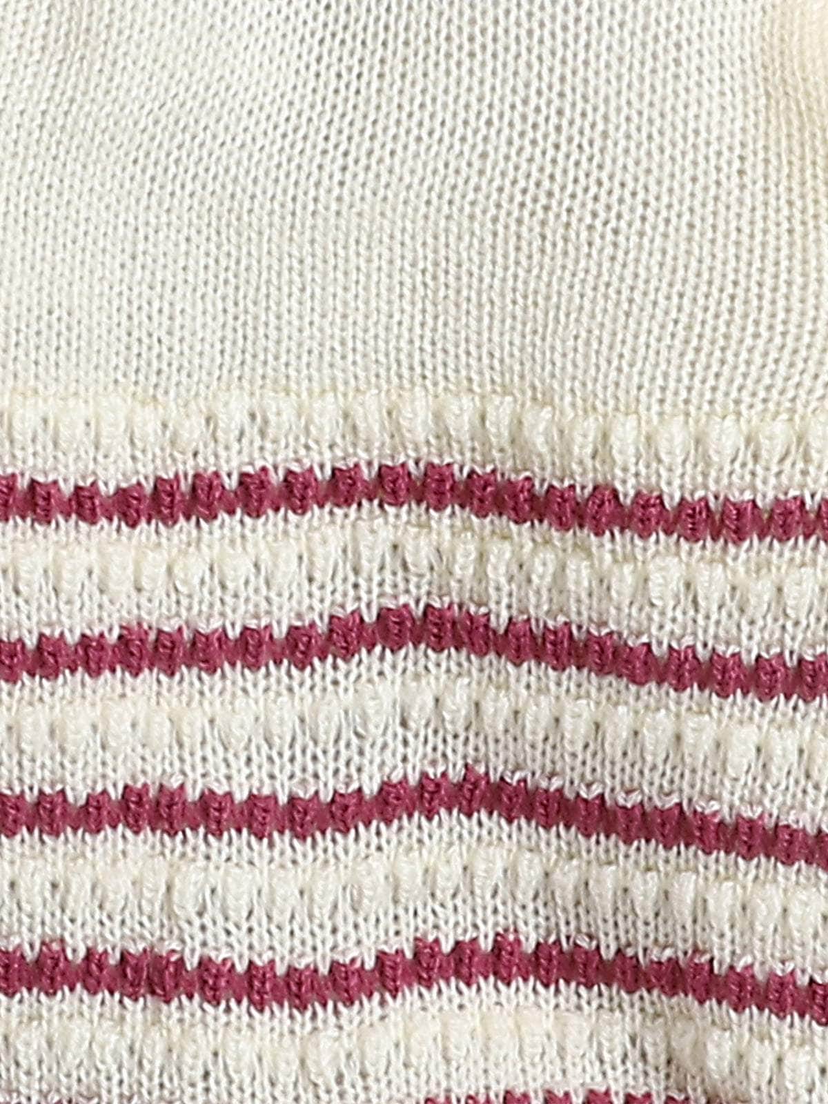 Little Angels Little Angels Sweater Set Baby Wool Full Sleeves V-Neck Striped in a Pearl Pattern Wine 3-Piece Set Sweater Sets Celestial Dot Knit Baby Outfit