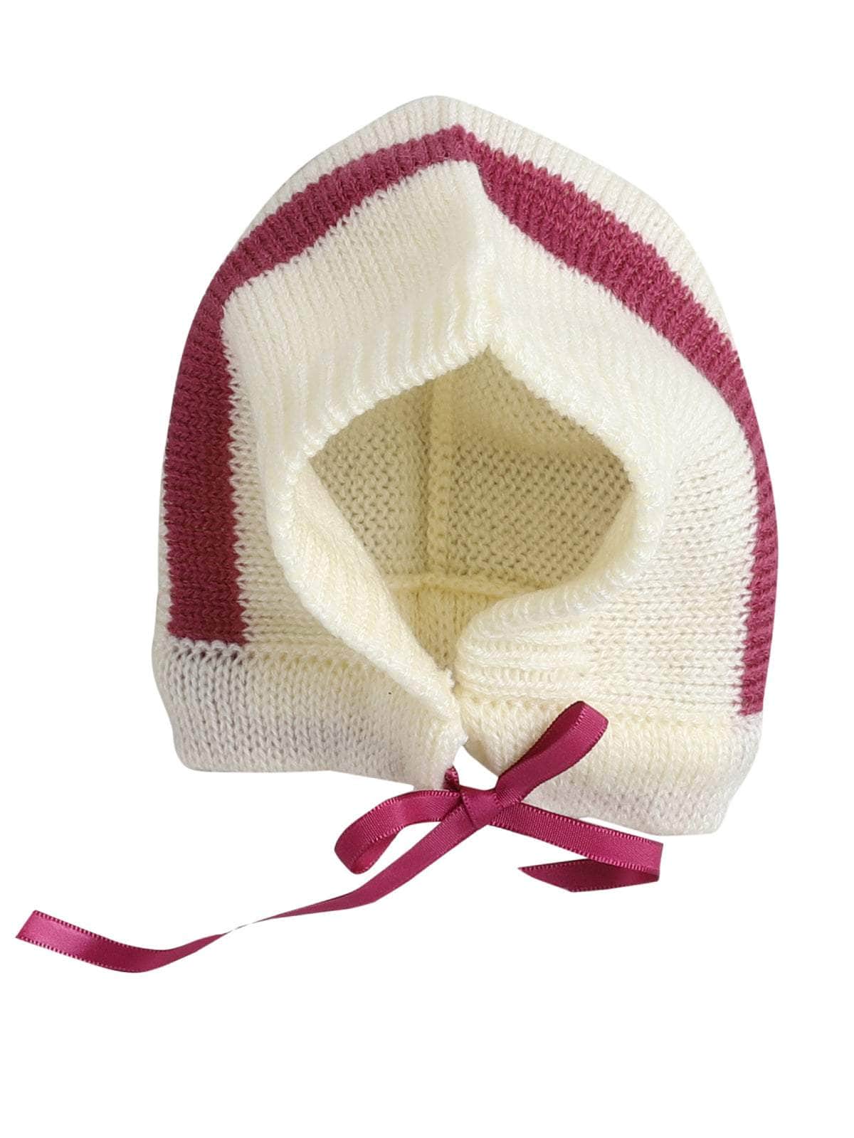 Little Angels Little Angels Sweater Set Baby Wool Full Sleeves V-Neck Striped in a Pearl Pattern Wine 3-Piece Set Sweater Sets Celestial Dot Knit Baby Outfit