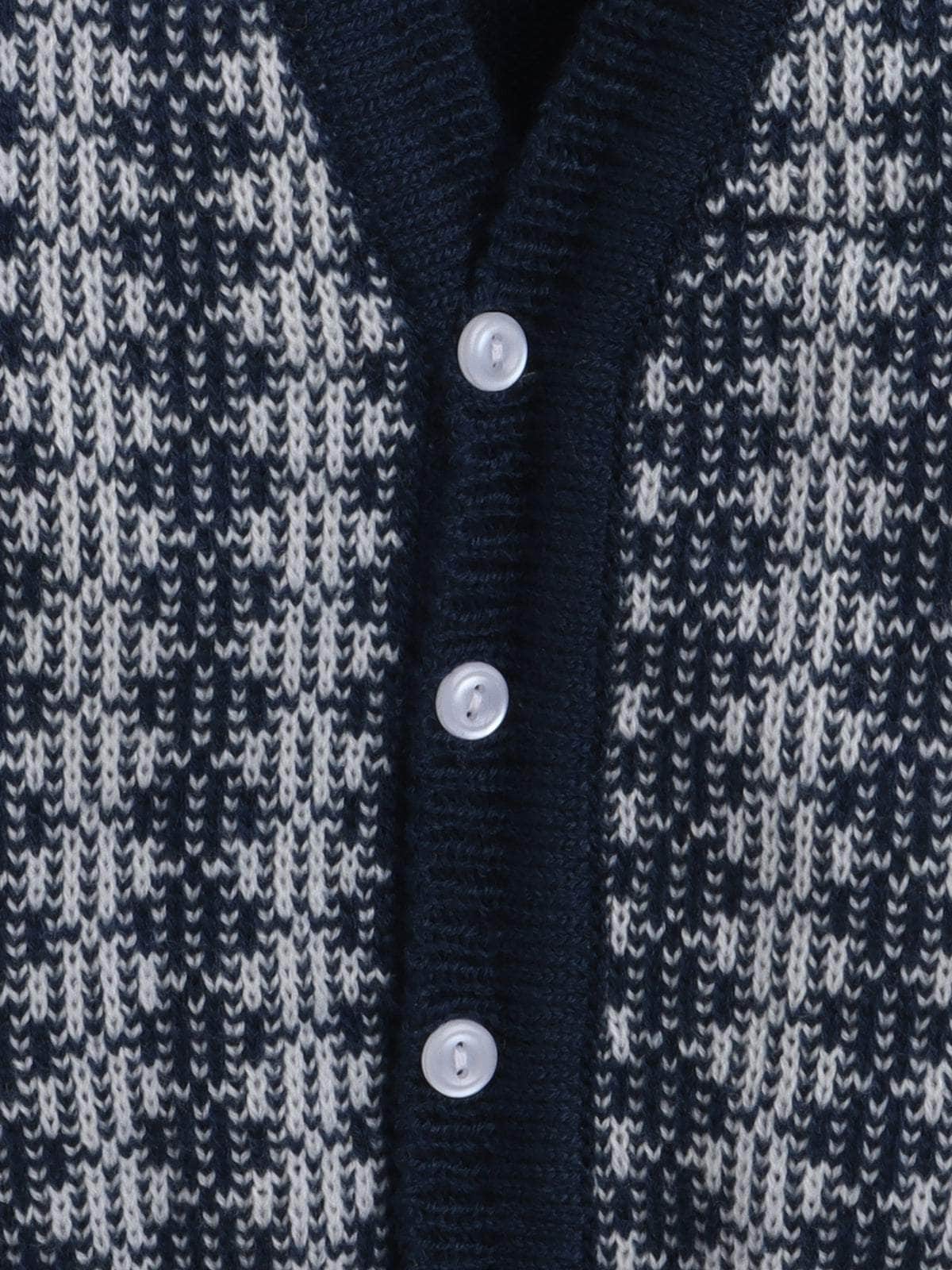Little Angels Little Angels Sweater Set Baby Wool Full Sleeves V-Neck Textured Navy 3-Piece Set Sweater Sets Checkmate Cozy Knitwear Trio