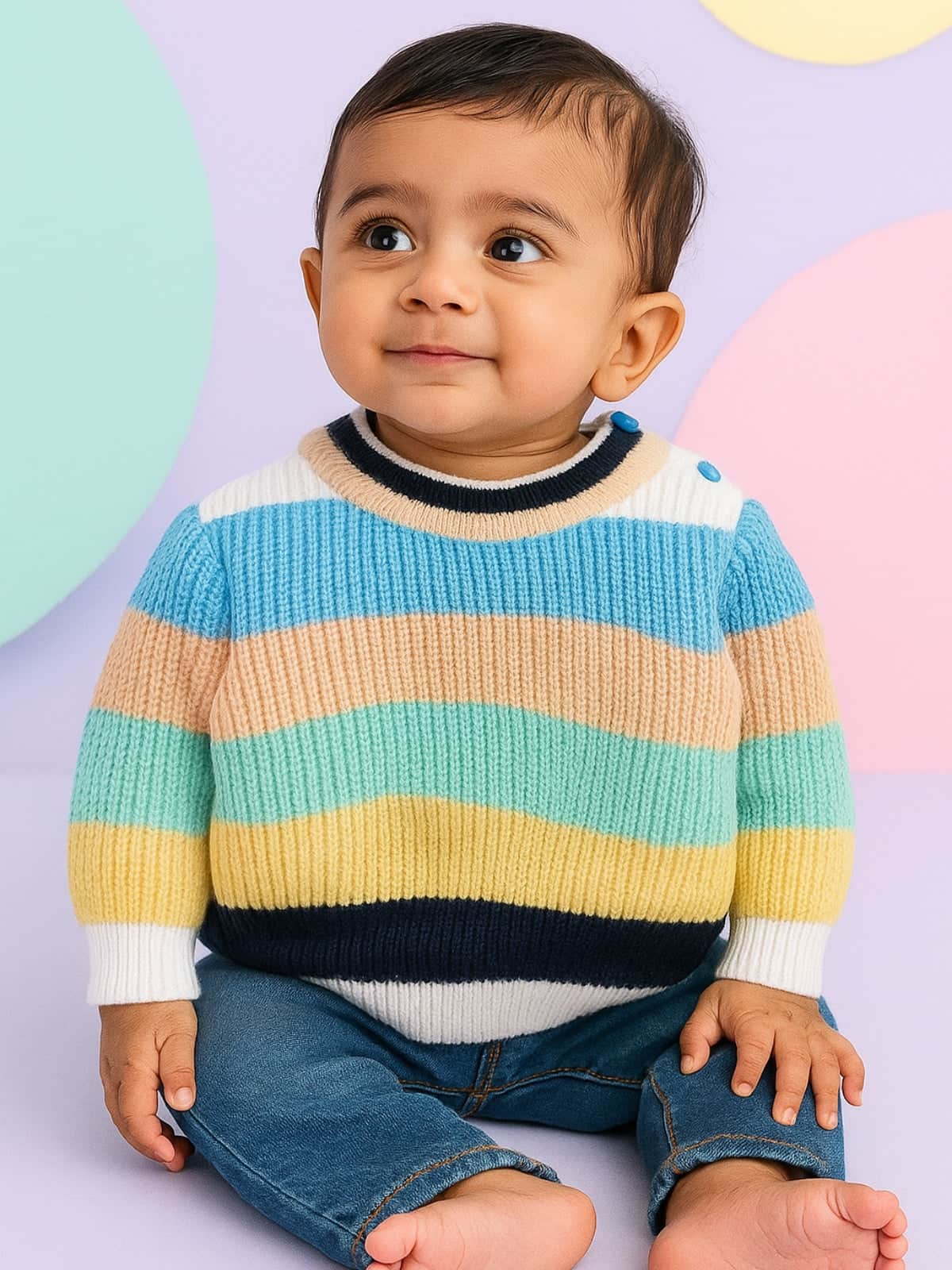 Little Angels Little Angels Sweater Set Baby Wool Full Sleeves V-Neck Fair Isle Knitted Red 3-Piece Set Sweater Sets Chic Color Block Baby Pullover