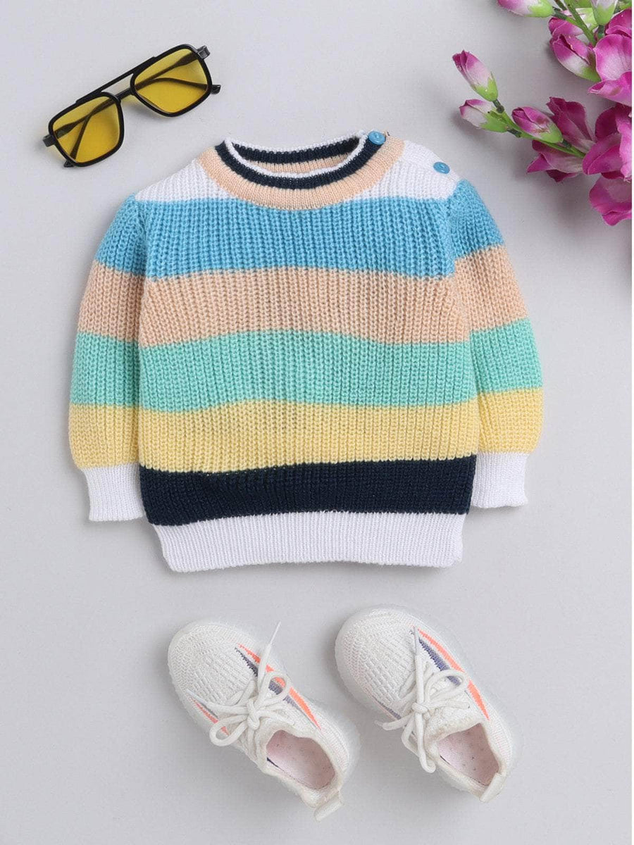 Multicolour fair isle knit woollen pullover sweater for newborn 0-2 years by Little Angels