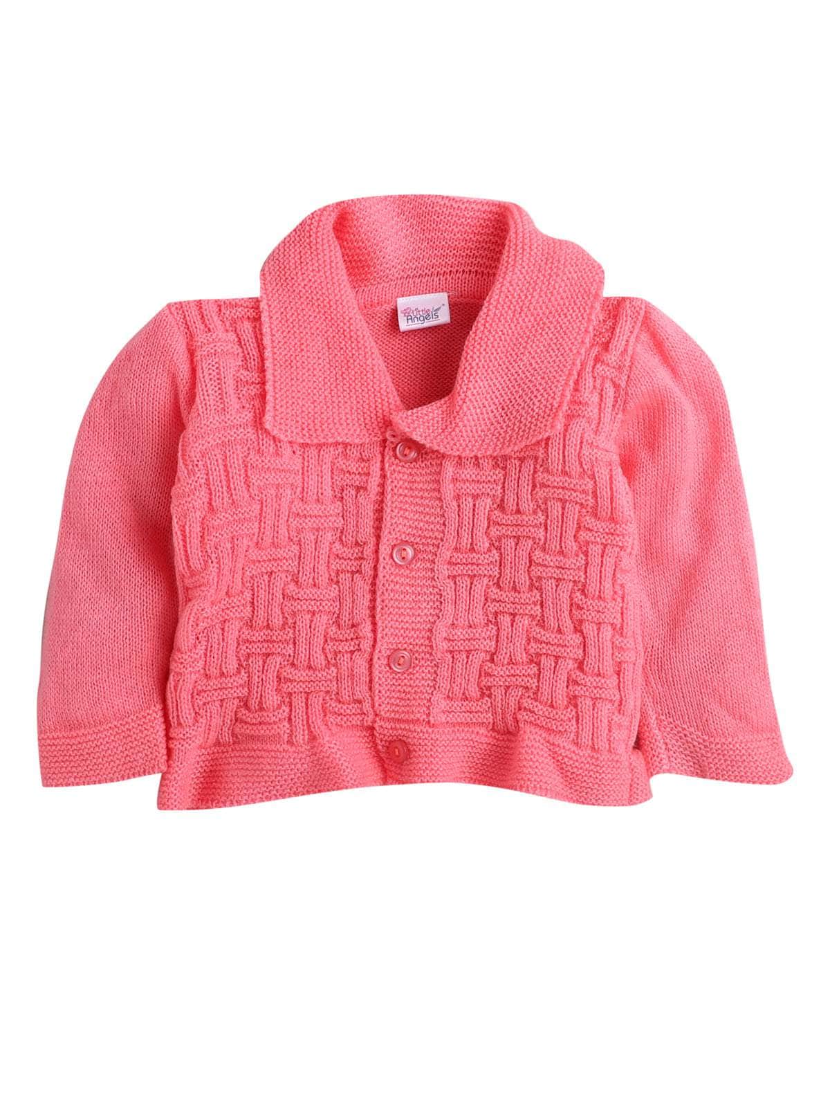 Little Angels Little Angels V-Neck Full Sleeves Full Sleeves Basketweave Cardigan, Tie-Knot Cap and Socks Sweater Sets Classic Ivory Baby Knitwear Ensemble