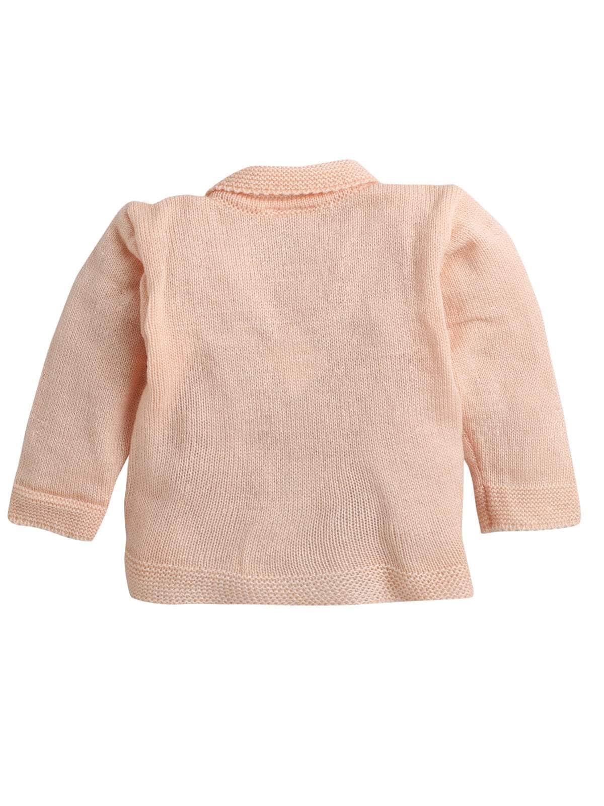 Little Angels Little Angels V-Neck Full Sleeves Full Sleeves Basketweave Cardigan, Tie-Knot Cap and Socks Sweater Sets Classic Ivory Baby Knitwear Ensemble