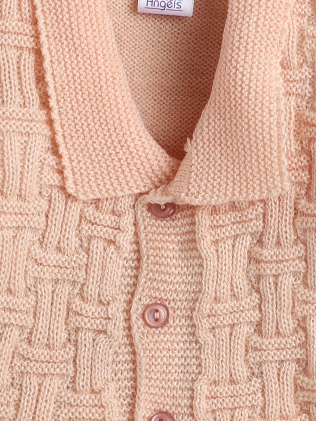 Little Angels Little Angels V-Neck Full Sleeves Full Sleeves Basketweave Cardigan, Tie-Knot Cap and Socks Sweater Sets Classic Ivory Baby Knitwear Ensemble