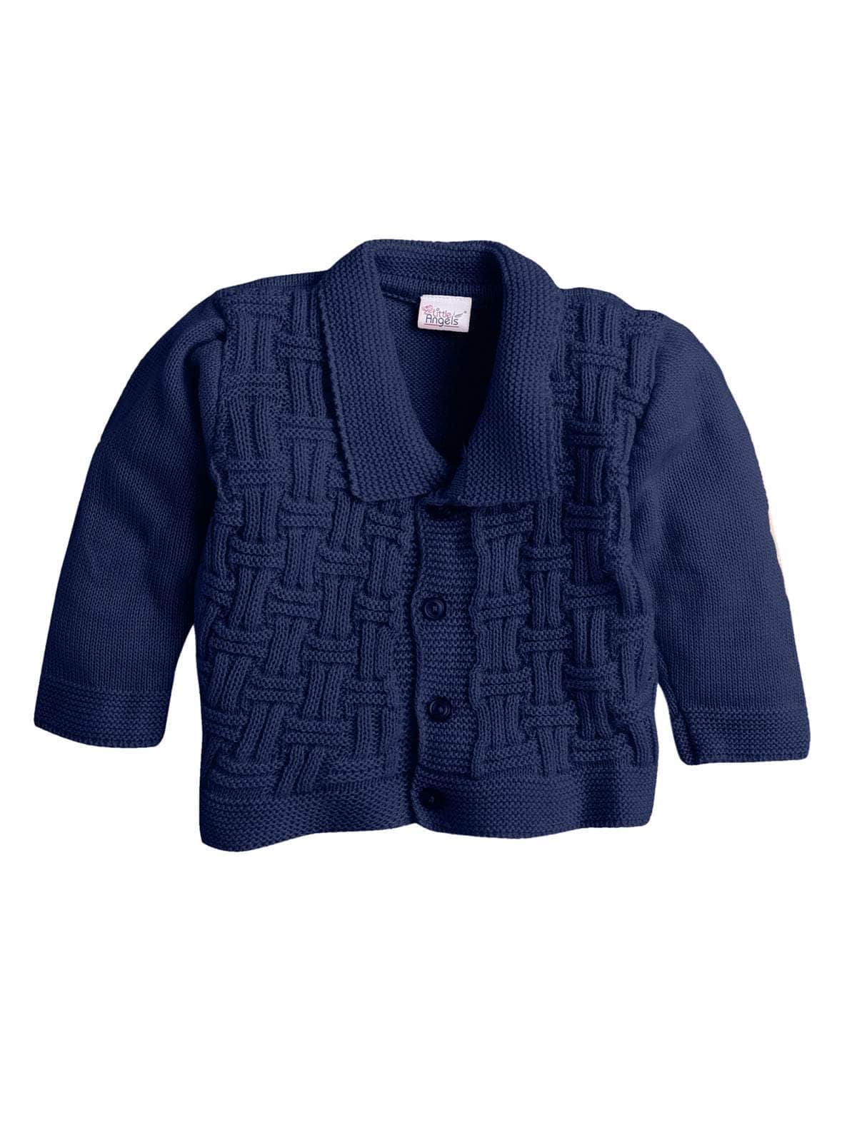 Little Angels Little Angels V-Neck Full Sleeves Full Sleeves Basketweave Cardigan, Tie-Knot Cap and Socks Sweater Sets Classic Ivory Baby Knitwear Ensemble