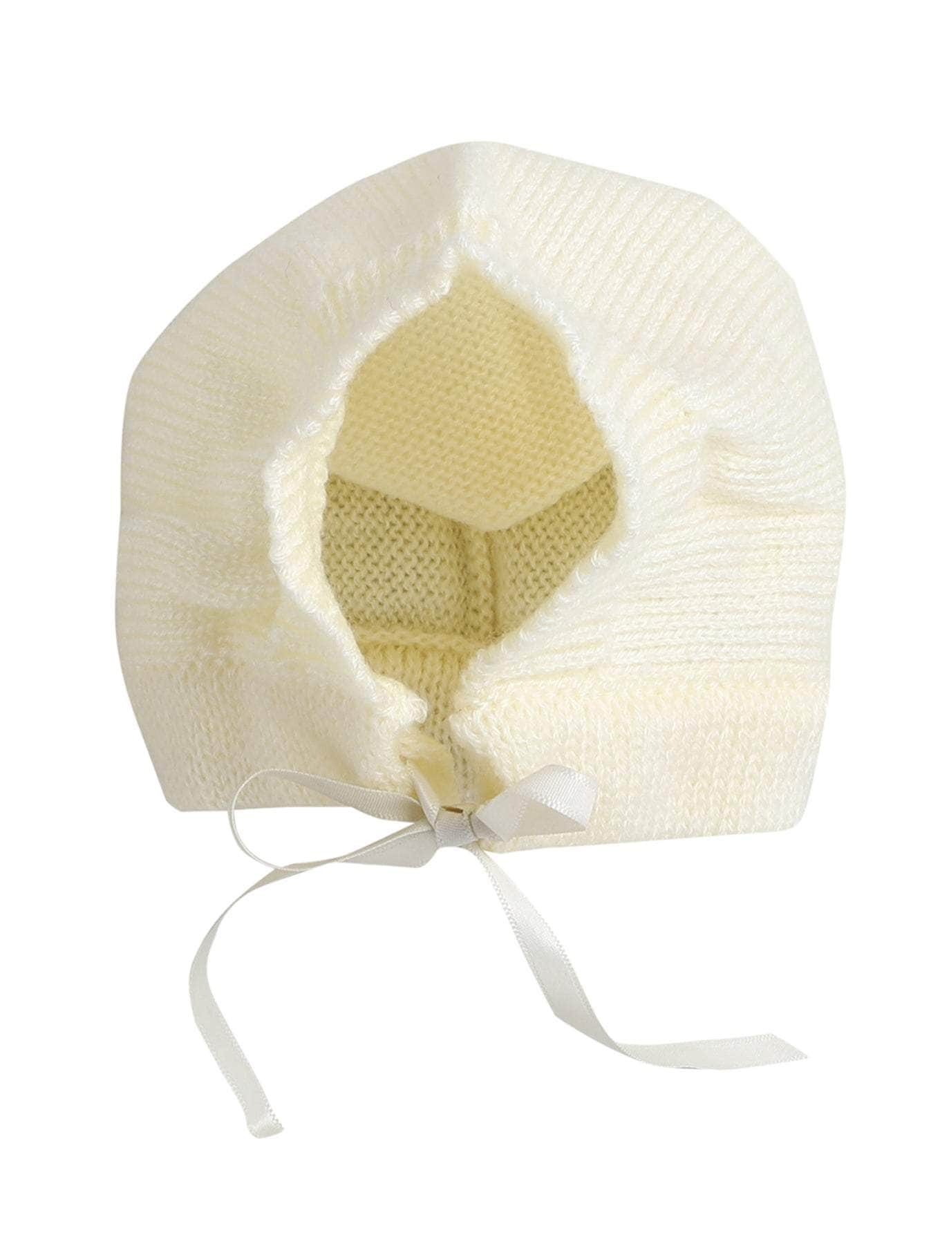 Little Angels Little Angels V-Neck Full Sleeves Full Sleeves Basketweave Cardigan, Tie-Knot Cap and Socks Sweater Sets Classic Ivory Baby Knitwear Ensemble