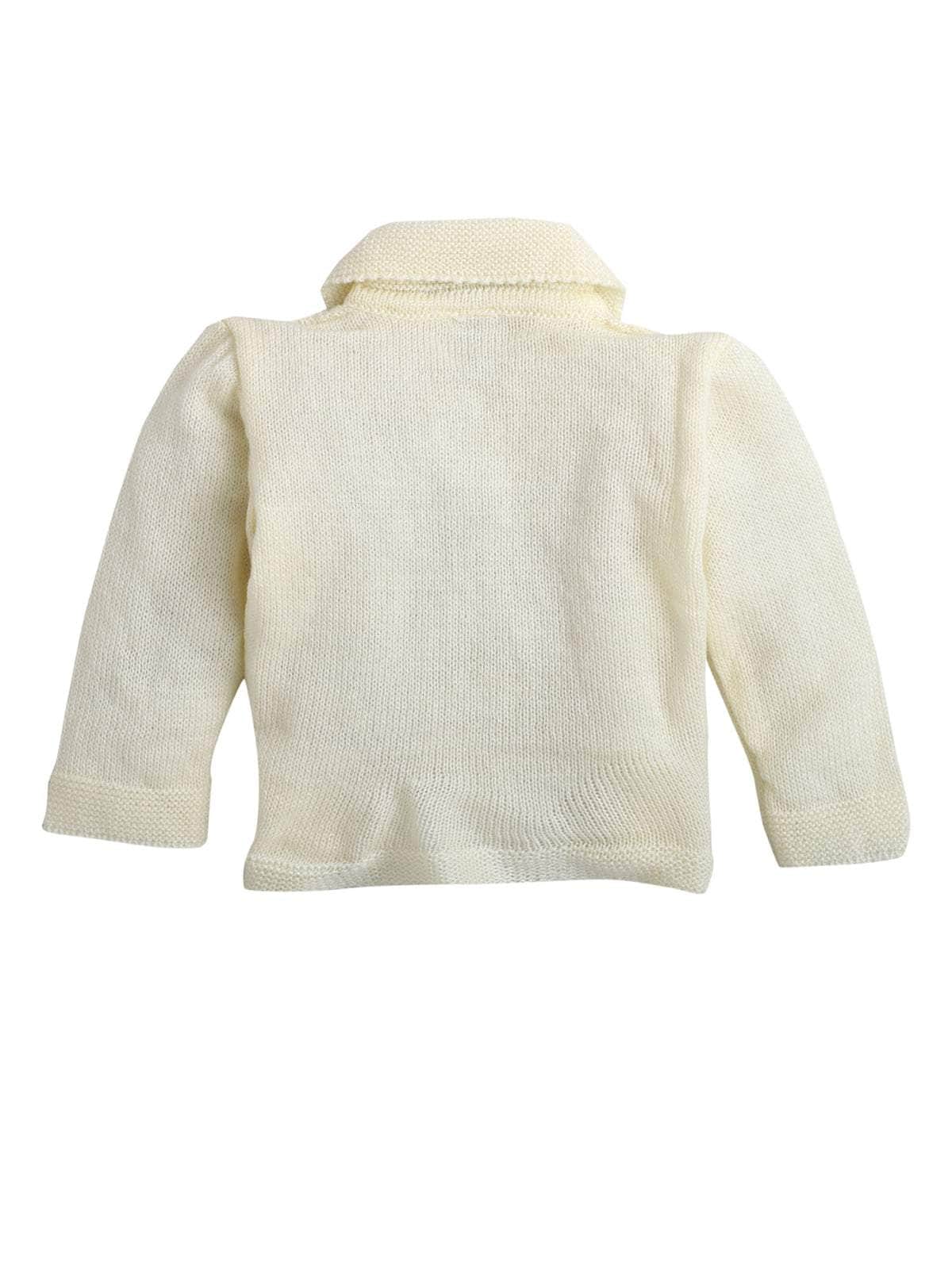 Little Angels Little Angels V-Neck Full Sleeves Full Sleeves Basketweave Cardigan, Tie-Knot Cap and Socks Sweater Sets Classic Ivory Baby Knitwear Ensemble