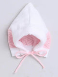Little Angels Little Angels Sweater Set Baby Wool Full Sleeves V-Neck Textured Chevron White & Pink 3-Piece Set Sweater Sets Cotton Candy Baby Winter Set