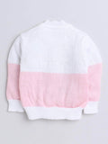 Little Angels Little Angels Sweater Set Baby Wool Full Sleeves V-Neck Textured Chevron White & Pink 3-Piece Set Sweater Sets Cotton Candy Baby Winter Set