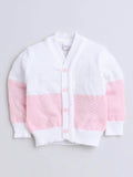 Little Angels Little Angels Sweater Set Baby Wool Full Sleeves V-Neck Textured Chevron White & Pink 3-Piece Set Sweater Sets Cotton Candy Baby Winter Set