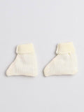 Little Angels Little Angels Sweater Set Baby Wool Full Sleeves Hooded Neck Textured Cream 3-Piece Set Sweater Sets Creamy Cuddles Winter Baby Set