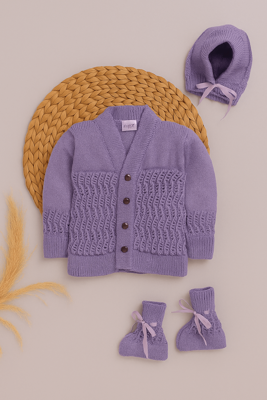 Little Angels Daisy Bloom Baby Knit Set Sweater Sets Daisy Bloom Baby Knit Set Violet / 0-3M