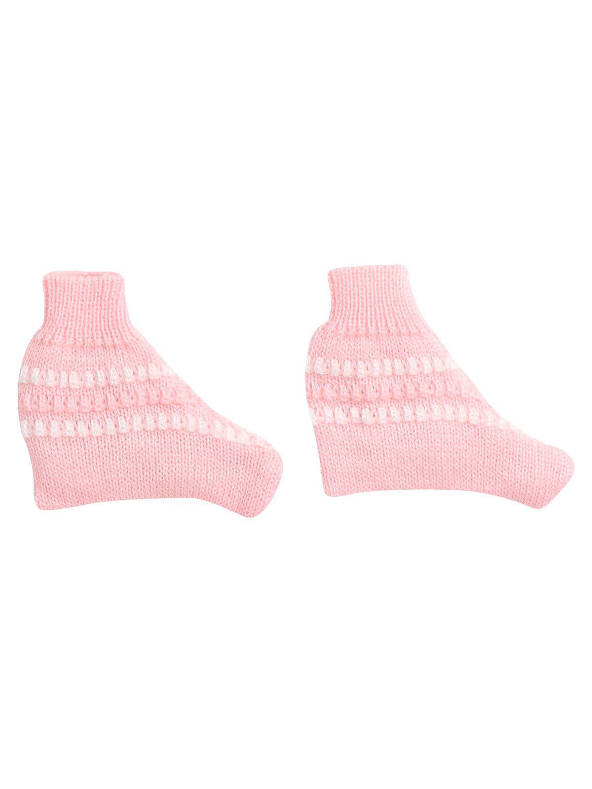 Little Angels Little Angels Sweater Set Baby Wool Full Sleeves V-Neck Striped in a Pearl Pattern Pink 3-Piece Set Sweater Sets Delicate Pearl-Knit Baby Set