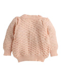 Little Angels Little Angels Sweater Set Baby Wool Full Sleeves V-Neck Solid with Pyramid Design Peach 3-Piece Set Sweater Sets Diamond Buds Baby Knitwear Set