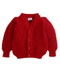 Little Angels Little Angels Sweater Set Baby Wool Full Sleeves V-Neck Solid with Pyramid Design Red 3-Piece Set Sweater Sets Diamond Buds Baby Knitwear Set