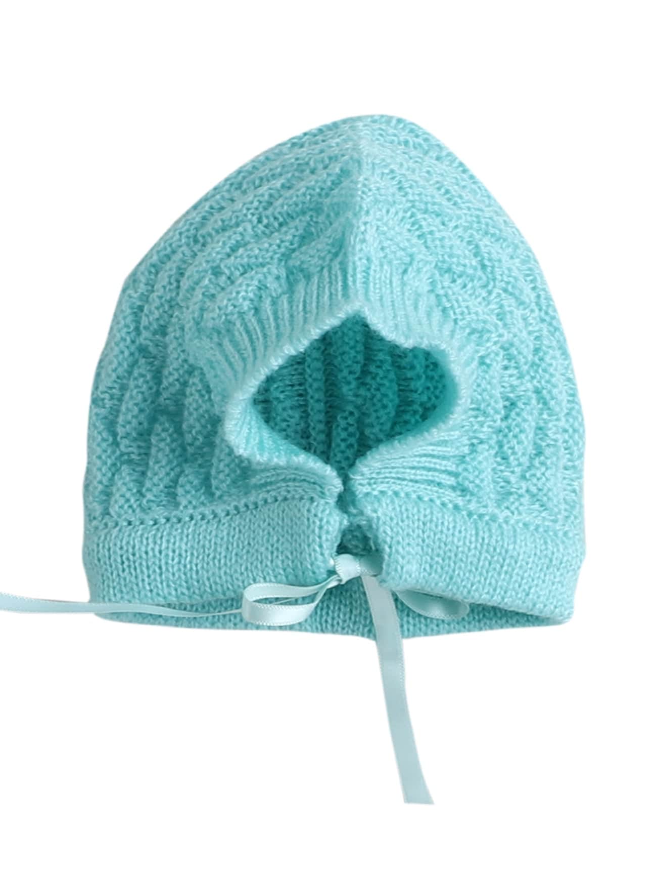 Little Angels Little Angels Sweater Set Baby Wool Full Sleeves V-Neck Solid with Pyramid Design Cream 3-Piece Set Sweater Sets Diamond Buds Baby Knitwear Set