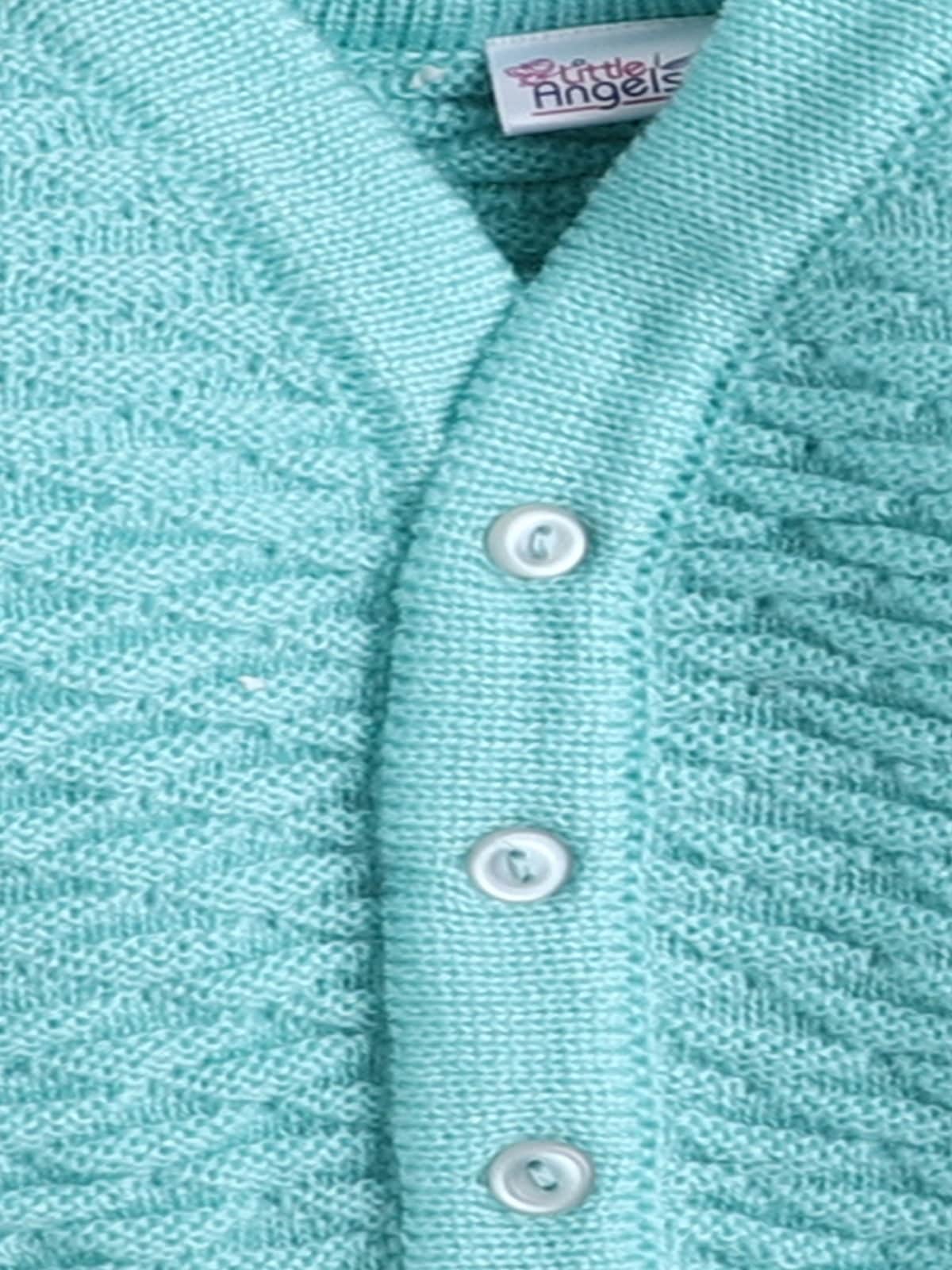 Little Angels Little Angels Sweater Set Baby Wool Full Sleeves V-Neck Solid with Pyramid Design Cream 3-Piece Set Sweater Sets Diamond Buds Baby Knitwear Set