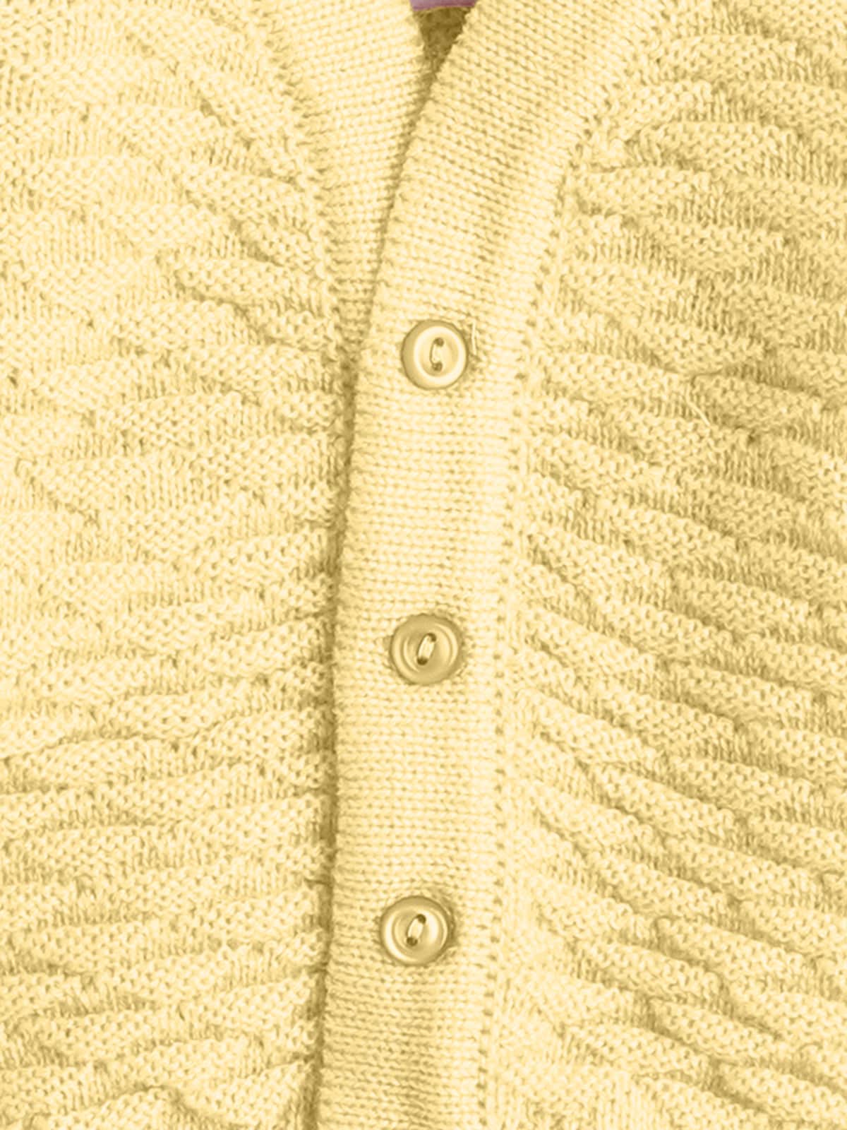 Little Angels Little Angels Sweater Set Baby Wool Full Sleeves V-Neck Solid with Pyramid Design Peach 3-Piece Set Sweater Sets Diamond Buds Baby Knitwear Set