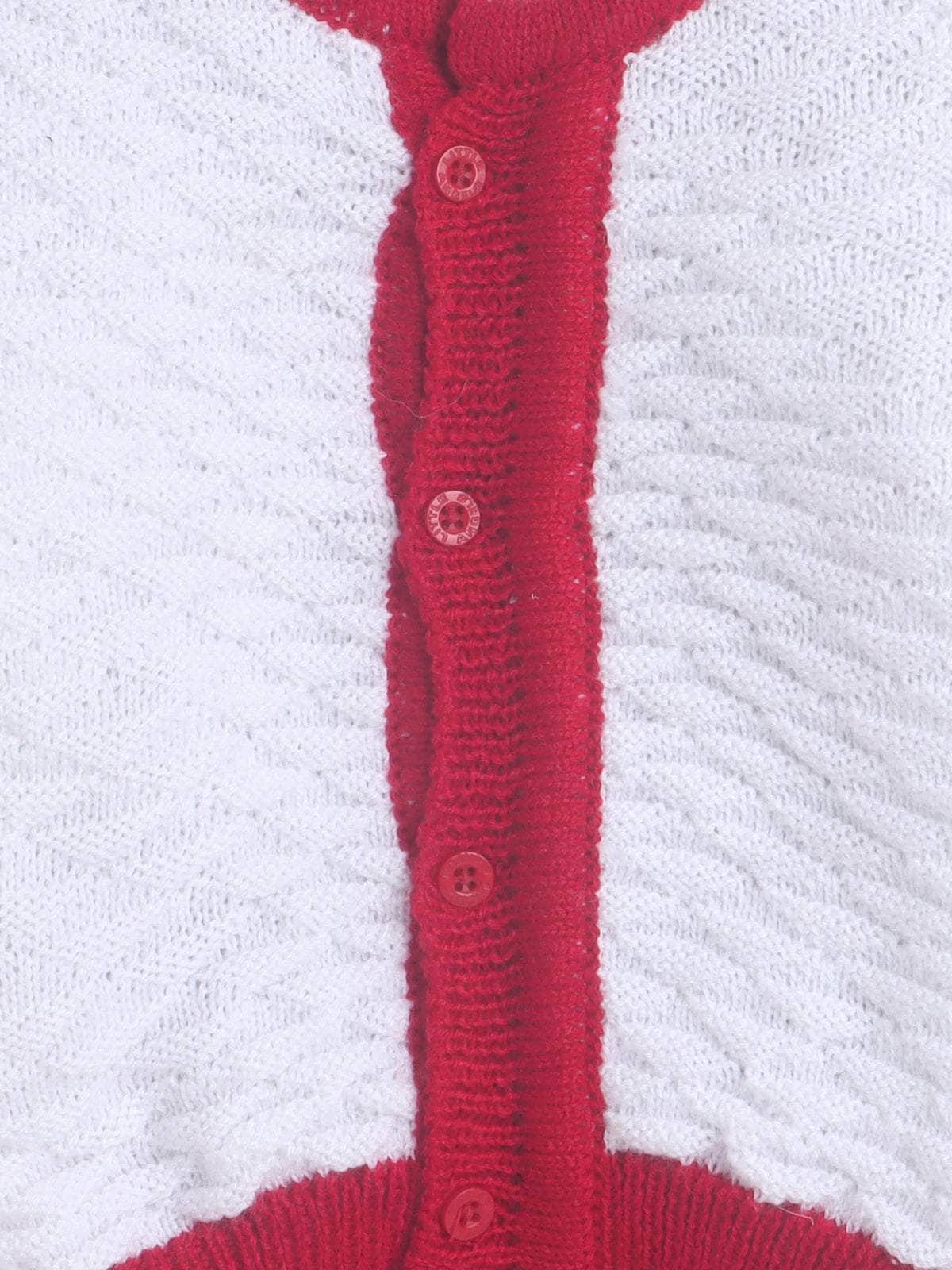 Little Angels Little Angels Round Neck Full Sleeves Textured White & Red Cardigan, Pants, Cap & Socks Sweater Sets Holiday Heartbeats sweater set