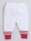 Little Angels Little Angels Round Neck Full Sleeves Textured White & Red Cardigan, Pants, Cap & Socks Sweater Sets Holiday Heartbeats sweater set