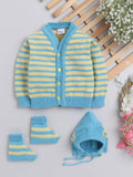 Little Angels Little Angels Sweater Set Baby Wool Full Sleeves V-Neck Fair Isle Knitted Red 3-Piece Set Sweater Sets I Love Mama Striped Woollen Cardigan 0-3M / Green / Baby Wool