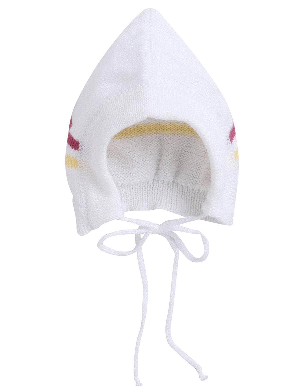 Little Angels Little Angels Sweater Set Baby Wool Full Sleeves V-Neck Striped Cream 3-Piece Set Sweater Sets Lil Firecracker Winter Wear Set