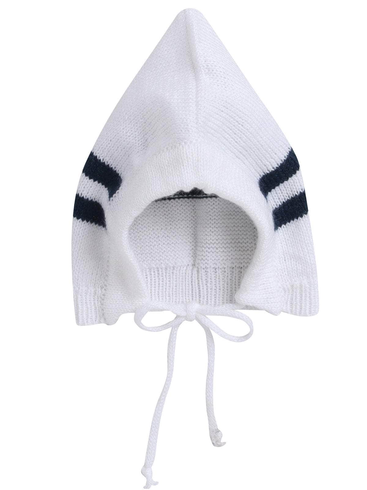 Little Angels Little Angels Sweater Set Baby Wool Full Sleeves V-Neck Striped Cream 3-Piece Set Sweater Sets Lil Firecracker Winter Wear Set