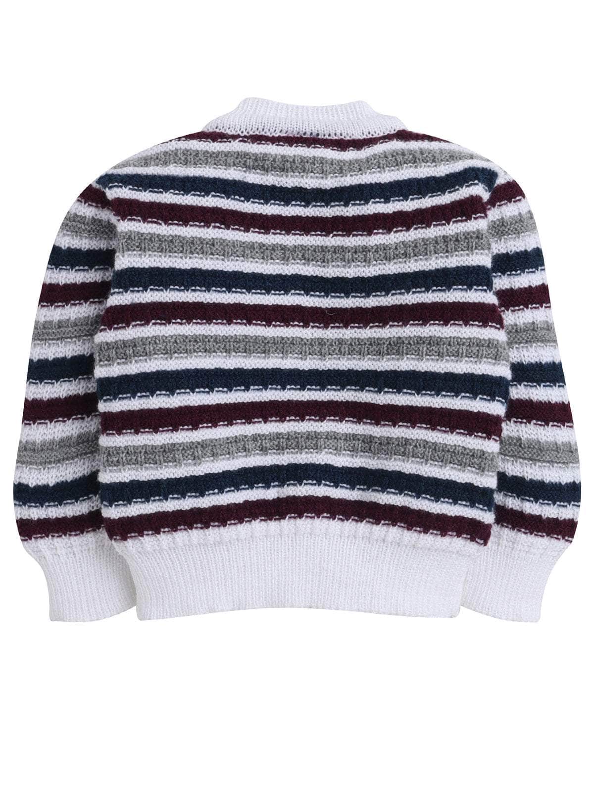 Little Angels Little Angels Sweater Set Baby Wool Full Sleeves V-Neck Striped Cream 3-Piece Set Sweater Sets Lil Firecracker Winter Wear Set