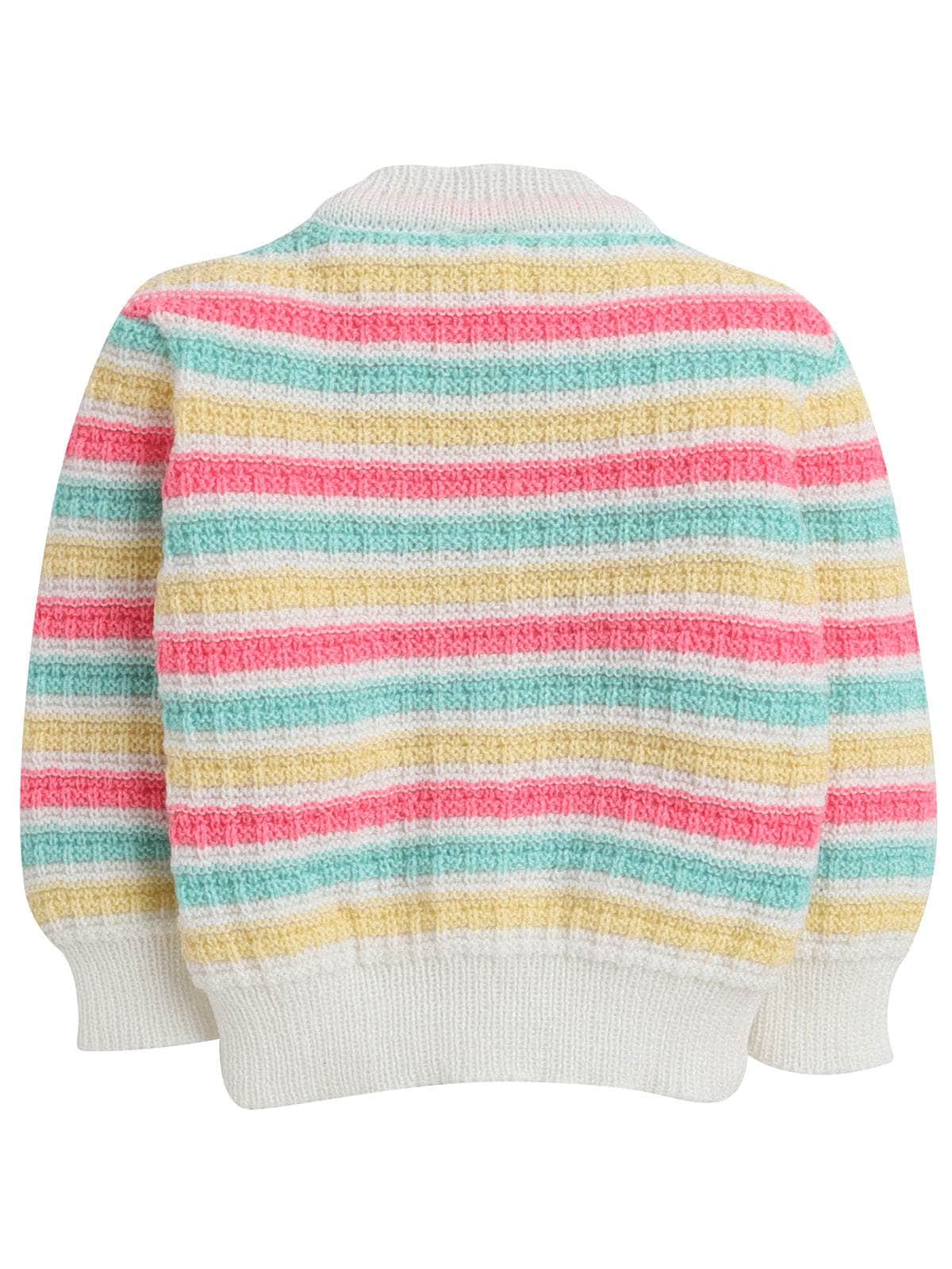 Little Angels Little Angels Sweater Set Baby Wool Full Sleeves V-Neck Striped Cream 3-Piece Set Sweater Sets Lil Firecracker Winter Wear Set