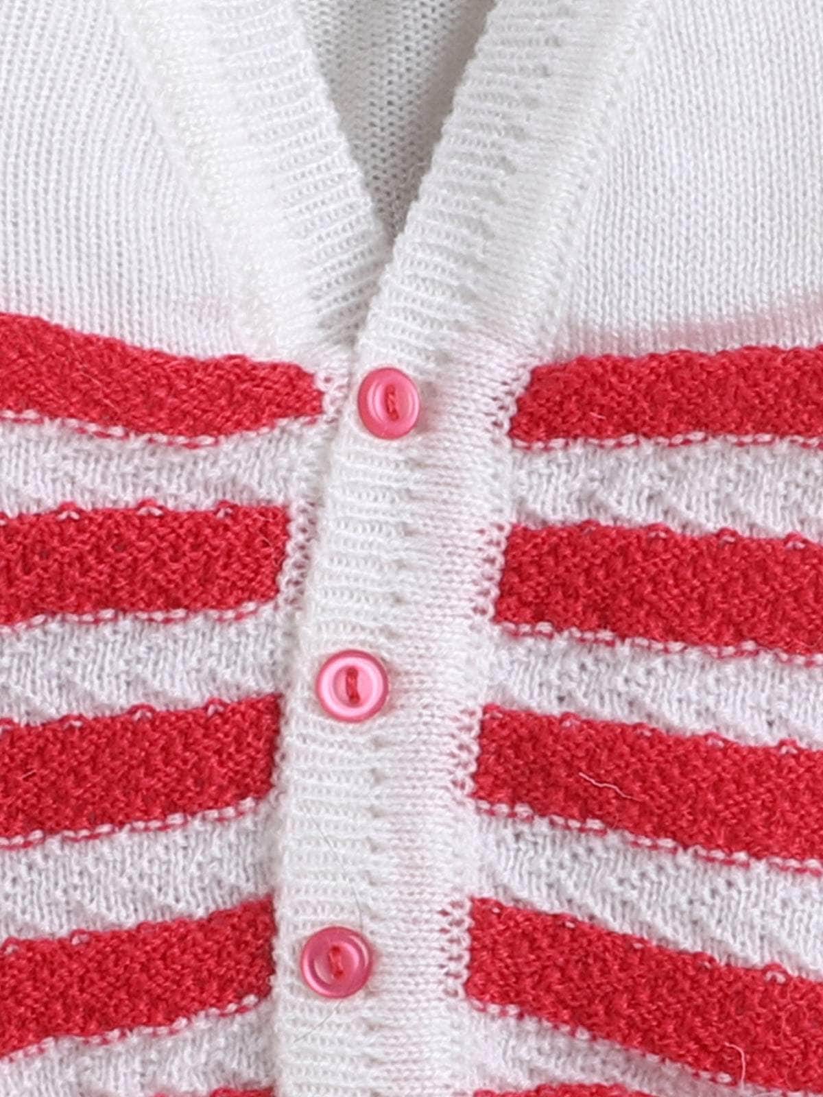 Little Angels Little Angels V-Neck Full Sleeves Full Sleeves Striped Cardigan, Tie-Knot Cap and Socks Sweater Sets Little Arrows Feather-Touch Outfit
