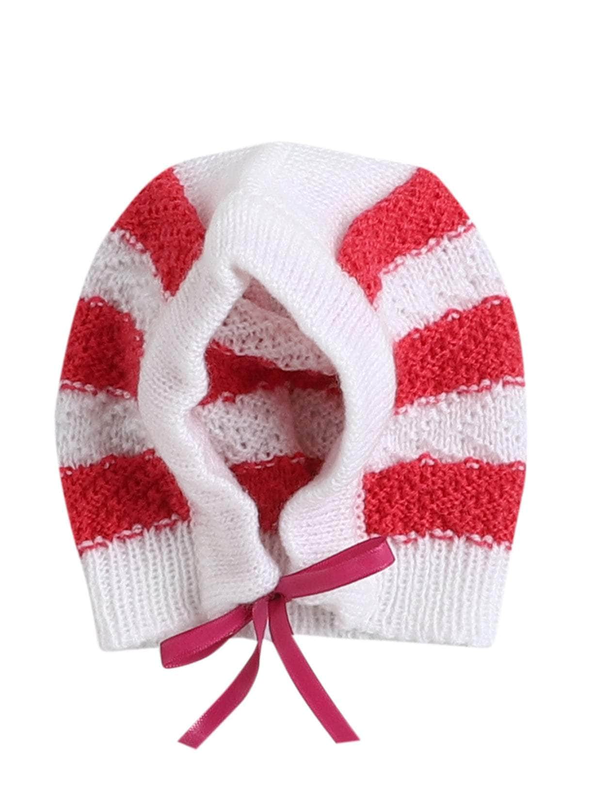 Little Angels Little Angels V-Neck Full Sleeves Full Sleeves Striped Cardigan, Tie-Knot Cap and Socks Sweater Sets Little Arrows Feather-Touch Outfit