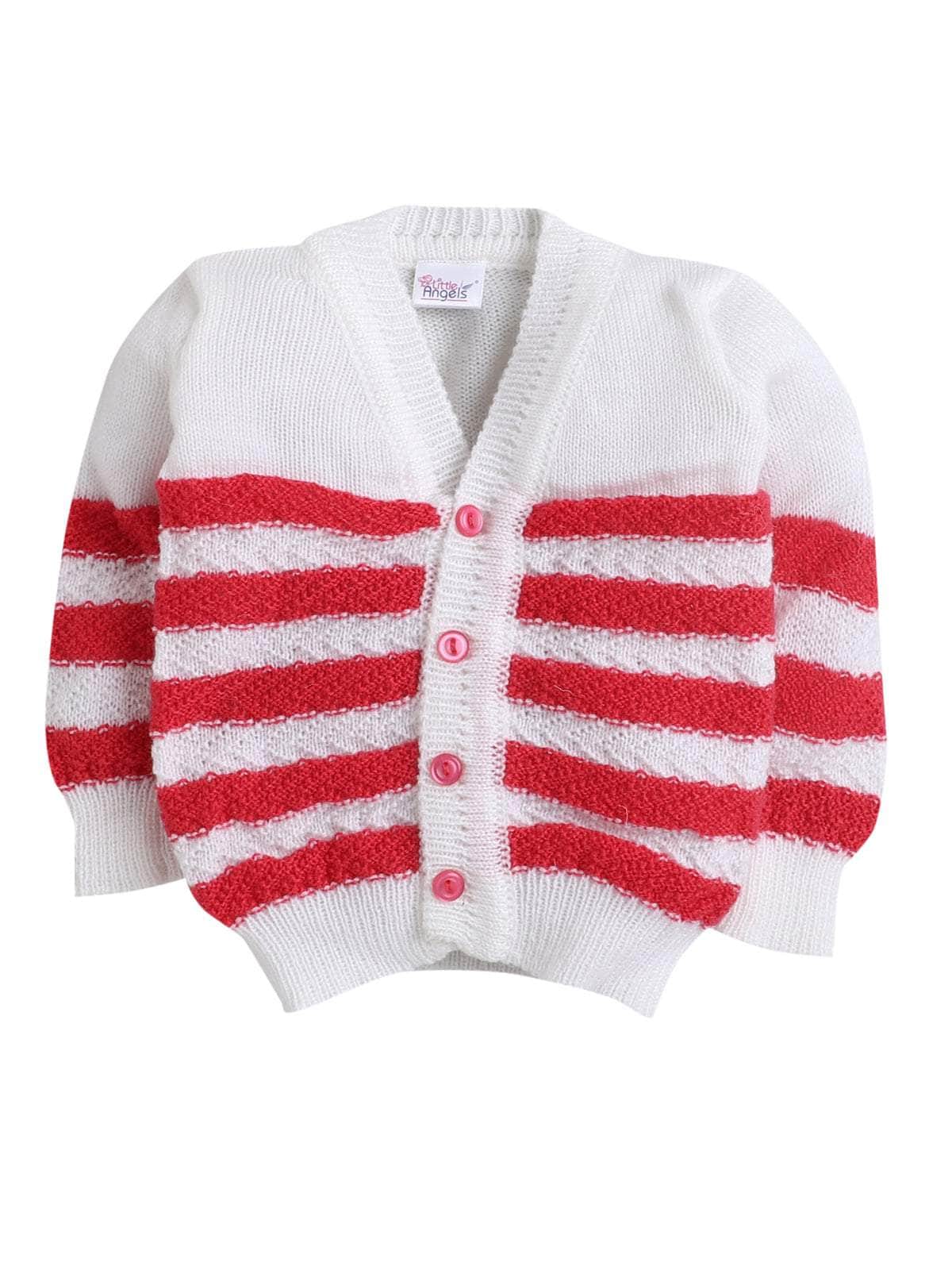 Little Angels Little Angels V-Neck Full Sleeves Full Sleeves Striped Cardigan, Tie-Knot Cap and Socks Sweater Sets Little Arrows Feather-Touch Outfit