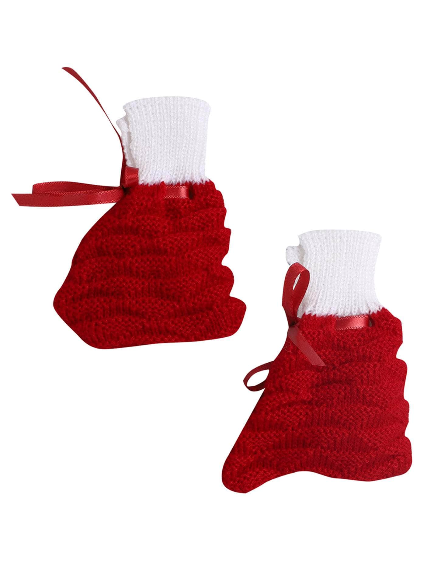 Little Angels Little Angels V-Neck Full Sleeves Full Sleeves Colour-Block Cardigan, Tie-Knot Cap and Socks Sweater Sets Little Cupid Knitwear Set