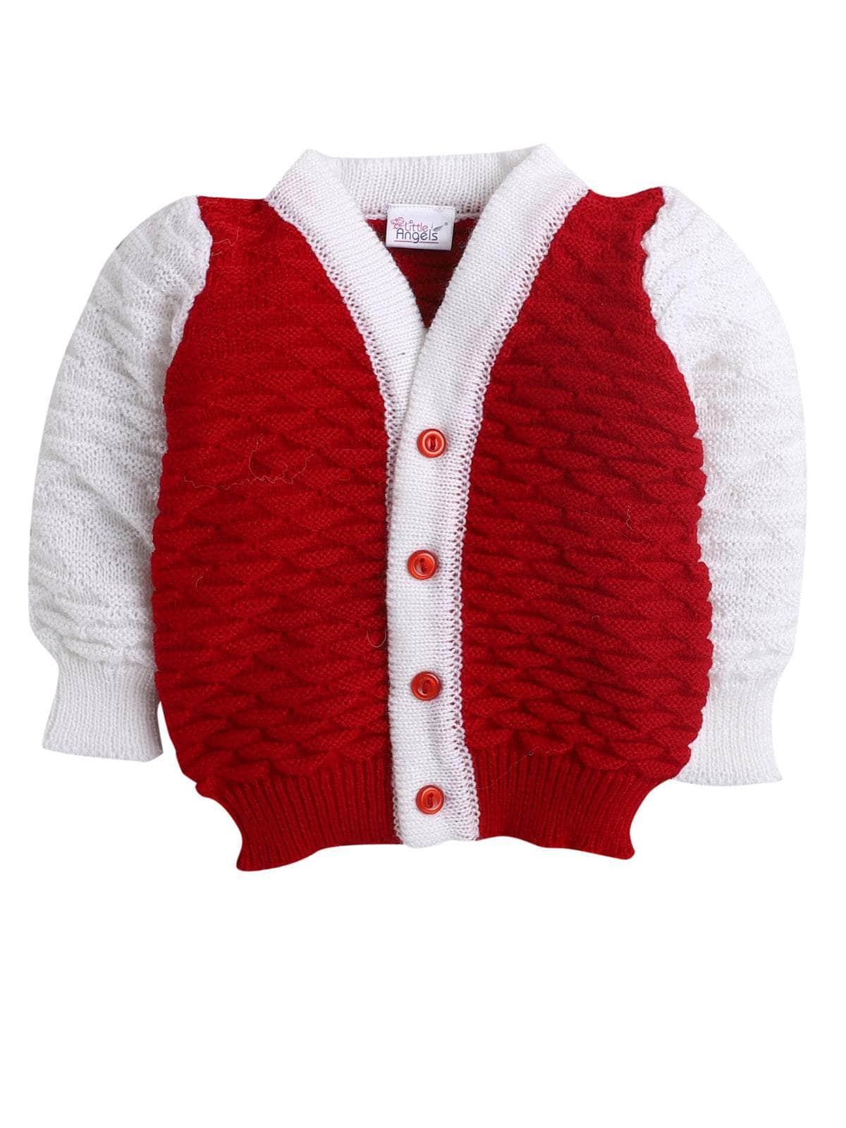 Little Angels Little Angels V-Neck Full Sleeves Full Sleeves Colour-Block Cardigan, Tie-Knot Cap and Socks Sweater Sets Little Cupid Knitwear Set