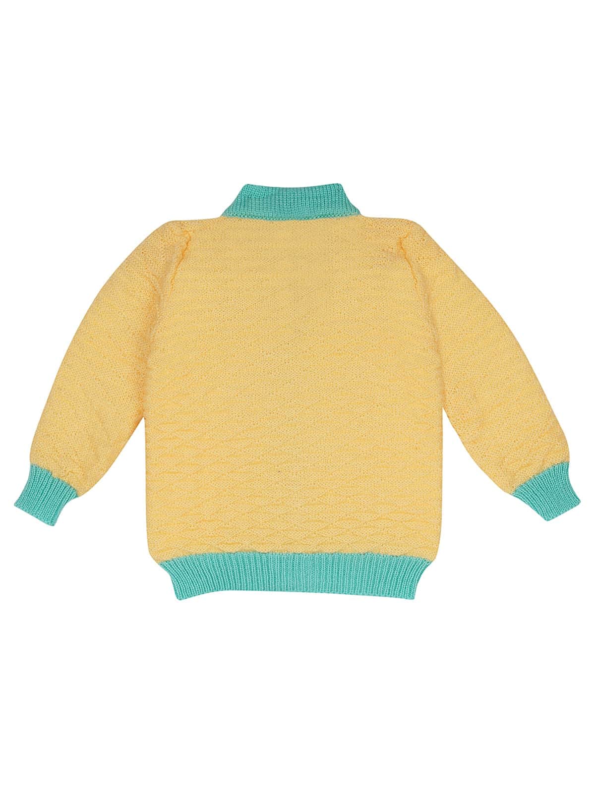 Little Angels Little Angels Sweater Set Baby Wool Full Sleeves V-Neck Jacquard Star Design Yellow & Navy 3-Piece Set Sweater Sets Midnight Charm Cozy Knit Set