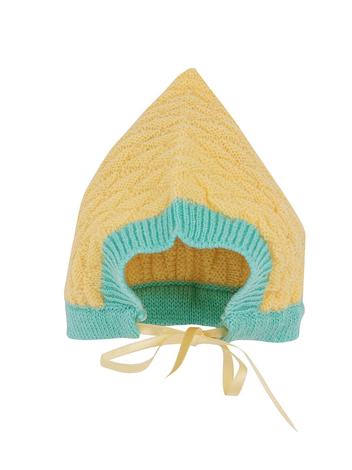 Little Angels Little Angels Sweater Set Baby Wool Full Sleeves V-Neck Jacquard Star Design Yellow & Navy 3-Piece Set Sweater Sets Midnight Charm Cozy Knit Set
